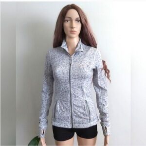 Lulelemon jacket sweatshirt size 4 gray abstract floral print running
